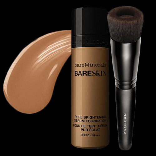 Image of bareMinerals bareSkin Foundation & Perfecting Face Brush Duo - Bare Almond