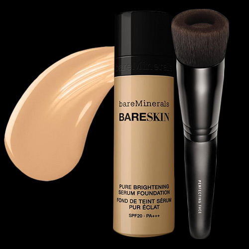 Image of bareMinerals bareSkin Foundation & Perfecting Face Brush Duo - Bare Beige