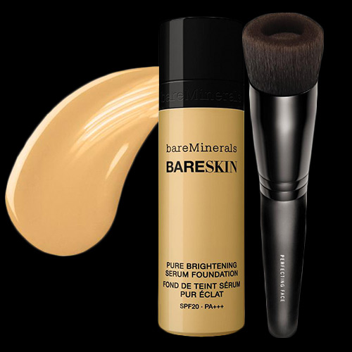 Image of bareMinerals bareSkin Foundation & Perfecting Face Brush Duo - Bare Buff