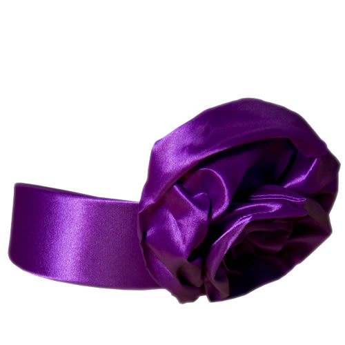 Image of Johnny Loves Rosie Large Satin Rose Hairband - Purple